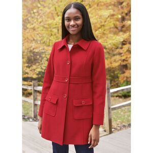 Cherokee Coquette Car Coat Womens Sz M VTG Red Single Breasted Retro Rockabilly